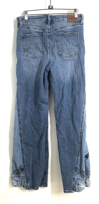 Von Dutch Kids Blue Originals Graphic Panel Wide Leg Jeans Sz 16