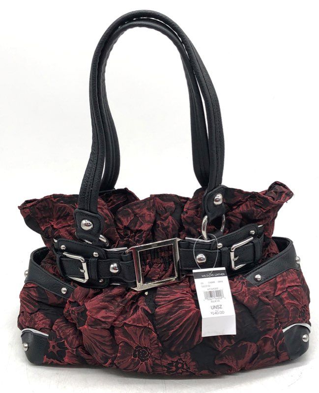 NWT Wilsons Leather Red Black Floral Shoulder Bag