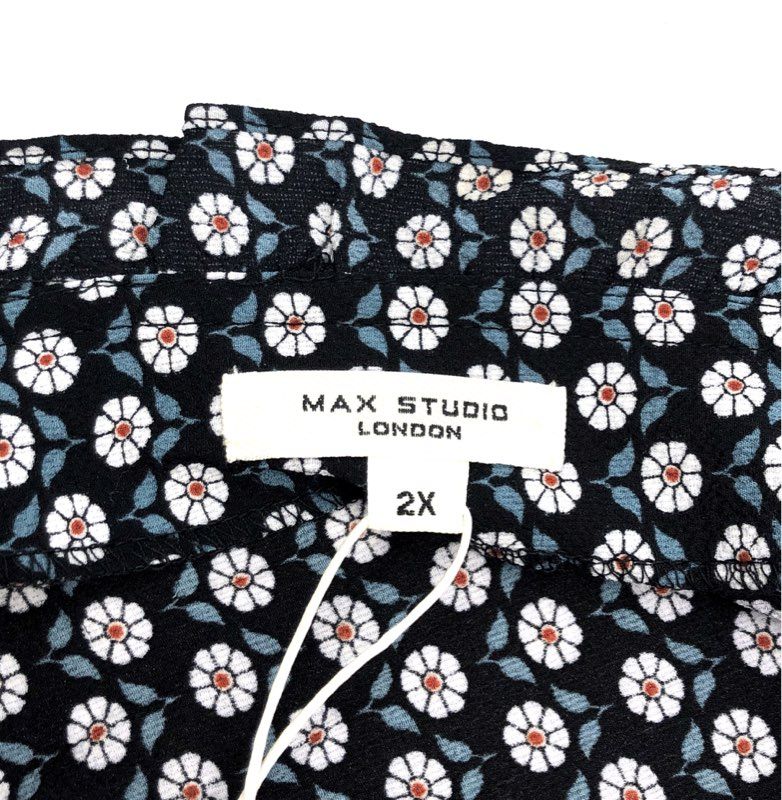 Max Studio London Women's Black Floral Jumpsuit Smocked Waist Ruffle Sz 2X NWT