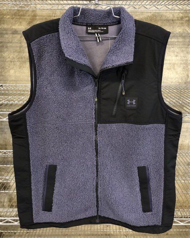 NWT Under Armour Men's Mission Vest Gray Black Sherpa Fleece Full Zip Size XL