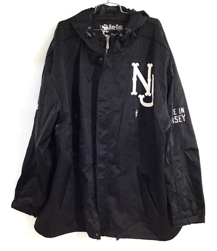 Fatty Tuna NJ Varsity Hooded Jacket Made In Jersey Streetwear Black Sz 3XL