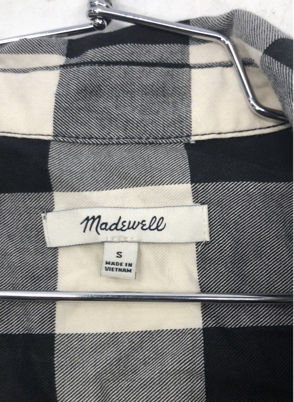Madewell Women's Black White Buffalo Plaid Button Down Shirt Pockets Size S