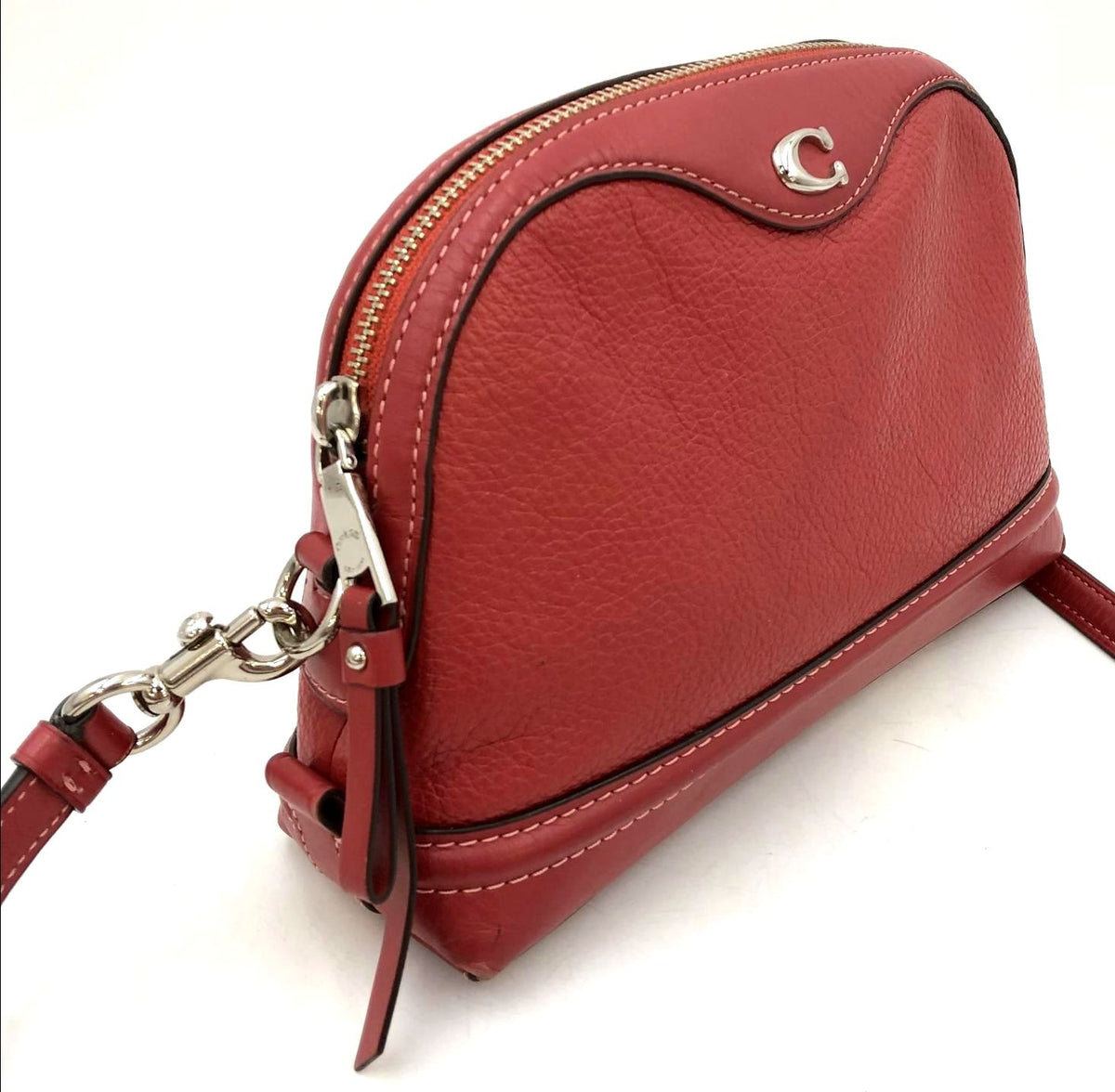 Coach 'Ivie' Red Pebbled Leather Crossbody Bag with Gold-Tone Hardware (+COA)