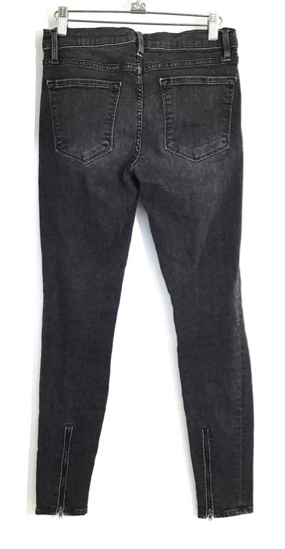 Frame Women's Le Skinny de Jeanne Faded Black Ankle Zip Jeans Sz 27