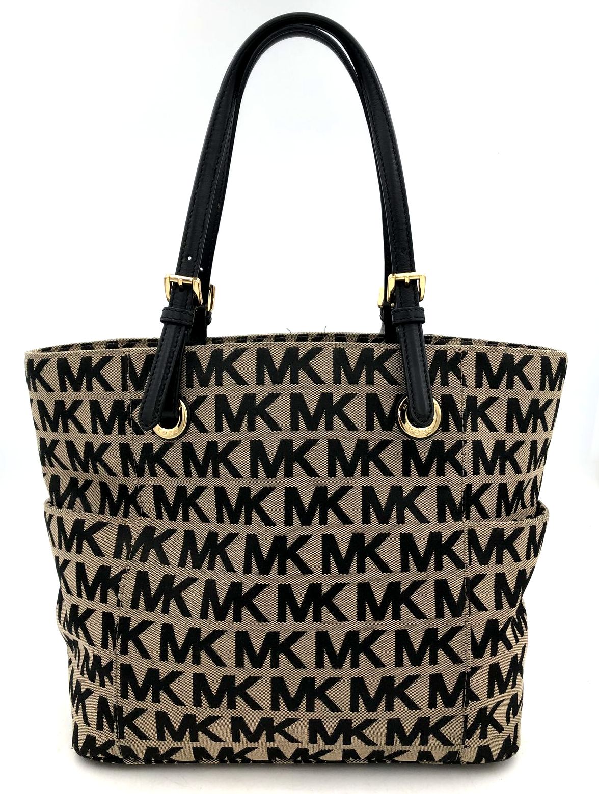 Authentic Michael Kors Women&#39;s Tan Black Signature Luxury Tote Bag -COA Included