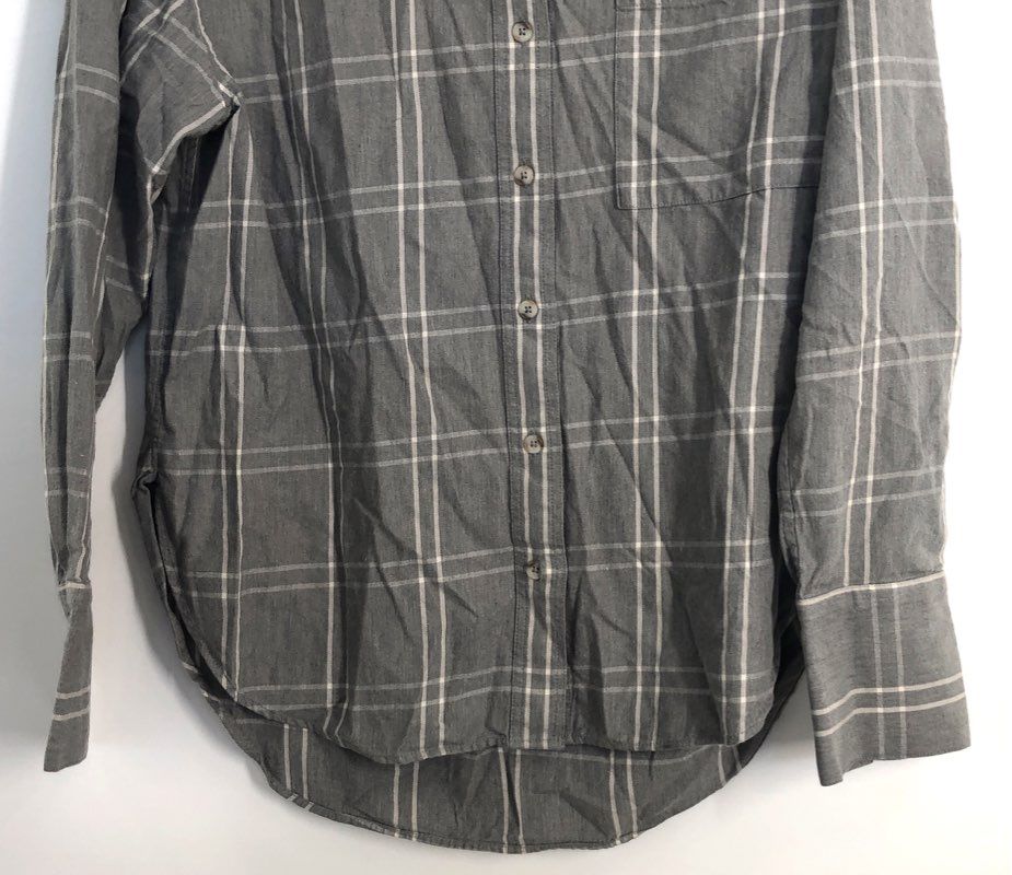 Madewell Women's Gray Windowpane Plaid Long Sleeve Button Down Shirt Size S