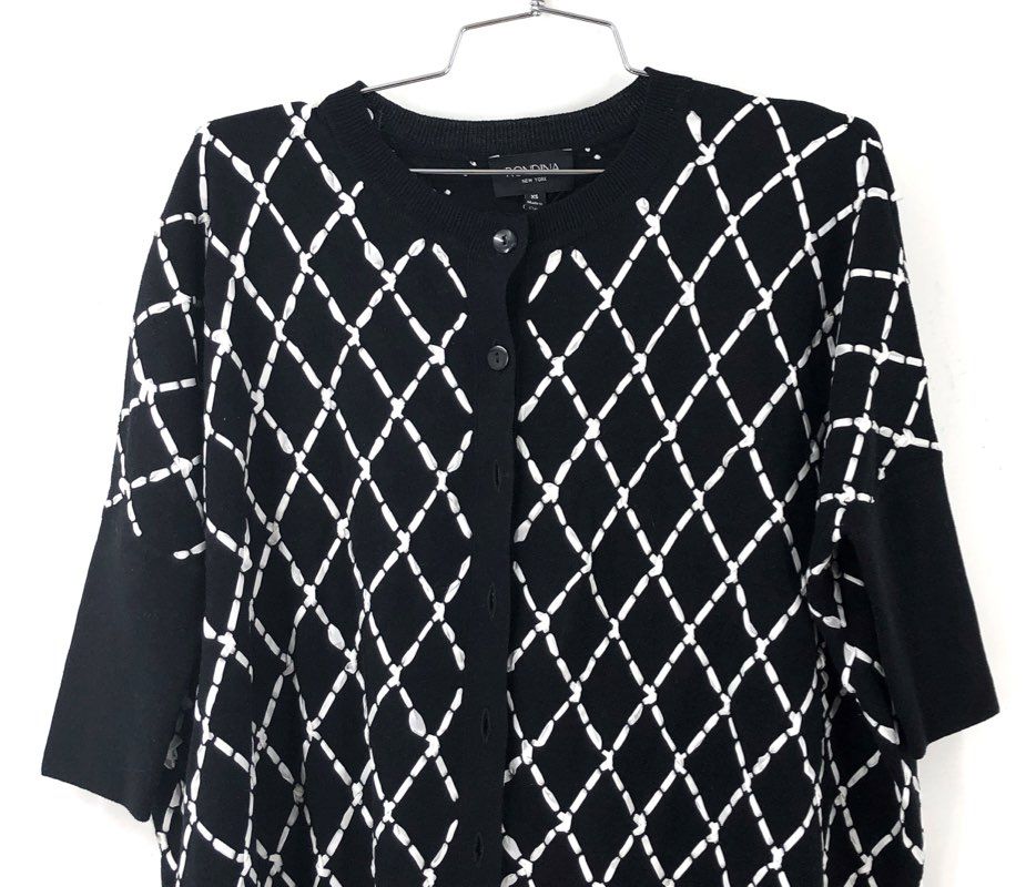 NWT Rondina Women's Black White Cardigan Sweater - Size XS