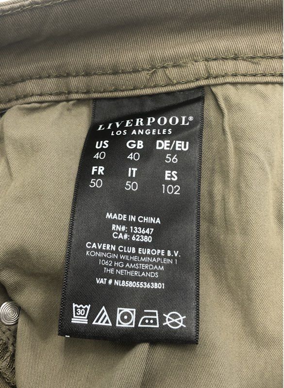 NWT Liverpool Men's Modern Straight Chino Pants Military Green 5-Pocket 40x32