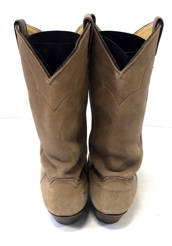 Vintage Justin 1325 Tan Suede Leather Western Cowboy Boots USA Made Size 8 B