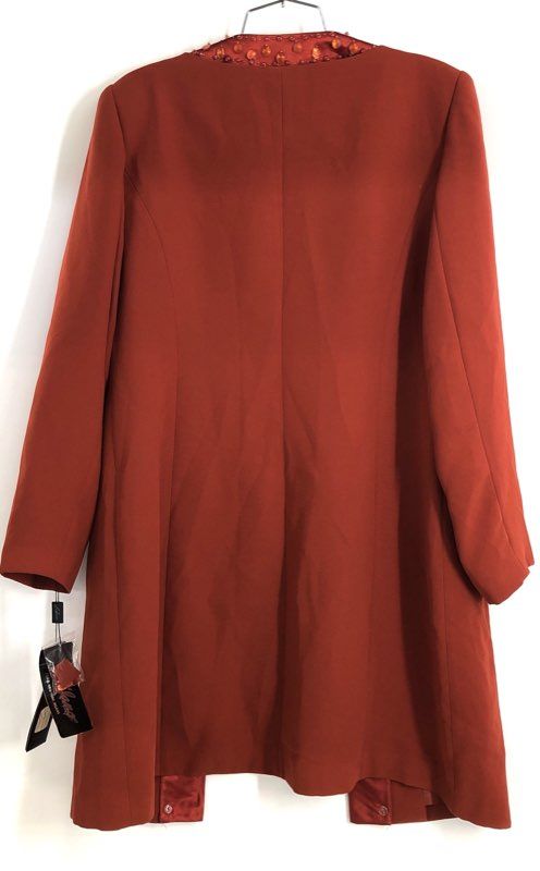 J. Milano Women's Rust Beaded Embellished Open Front Tunic Jacket Sz 14 NWT