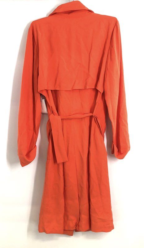 1.STATE Women's Papaya Orange Poetic Punch Belted Trench Coat Jacket Sz 10 NWT