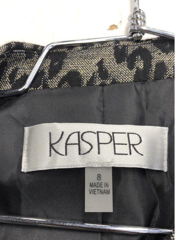 NWT Kasper Women's Black Gray Animal Print Skirt Suit Set - Size 8