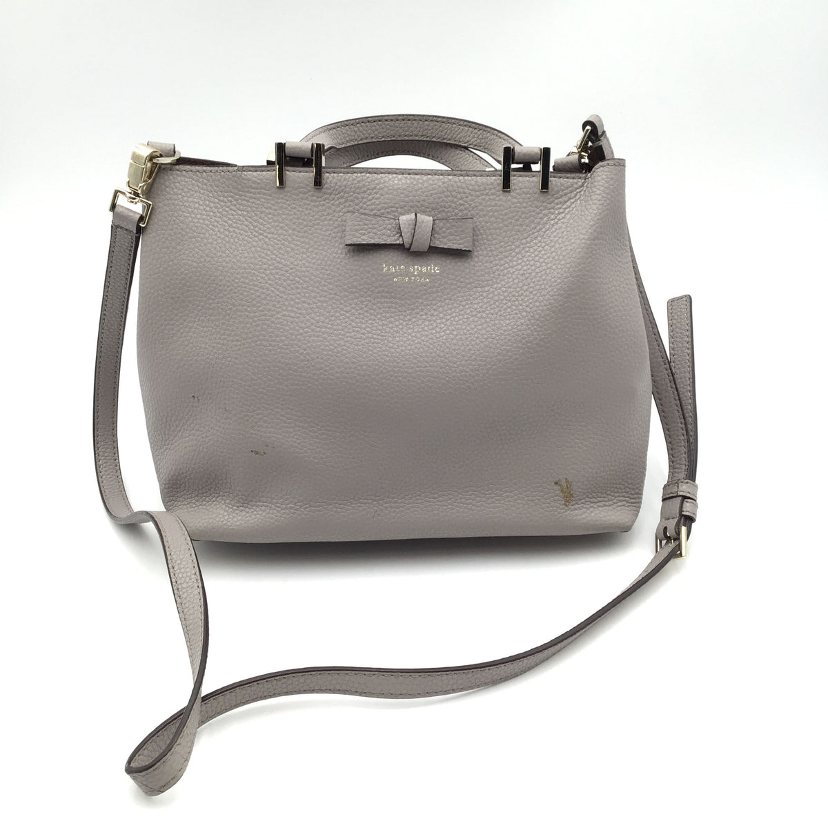 Authentic Kate Spade New York Women&#39;s Gray Leather Satchel Bag - COA Included