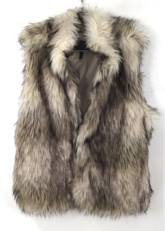 Ci Sono By Cavalini Women's Beige Faux Fur Vest - Size M