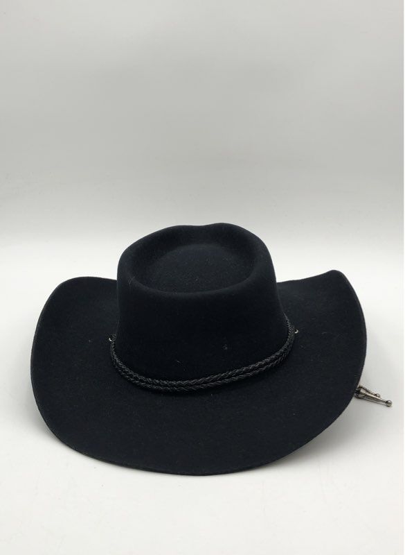 Wyeth Women's Lennox Hat Black 100% Wool Turquoise Accent Chin Strap NWT O/S