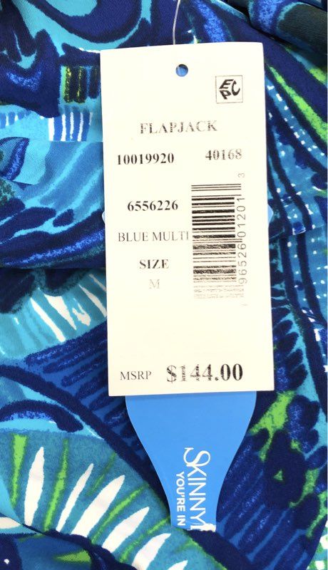 Skinnydippers Women's Flapjack One Piece Swimsuit Blue Multi One Shoulder NWT M