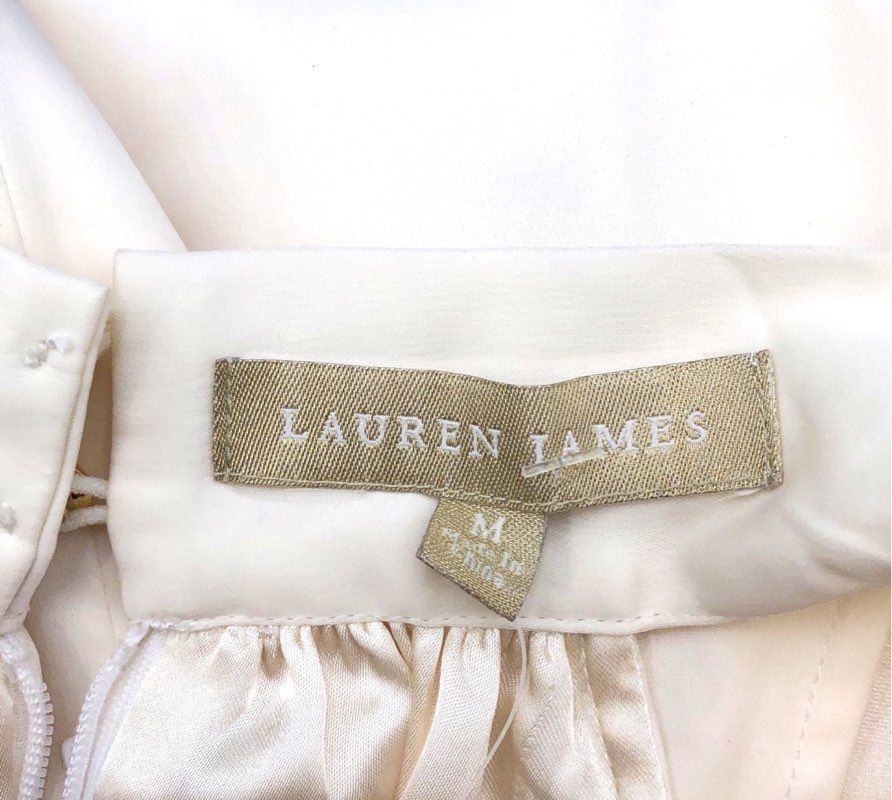 Lauren James Women's Ivory Farrah Satin Halter Wide Leg Jumpsuit Sz M NWT
