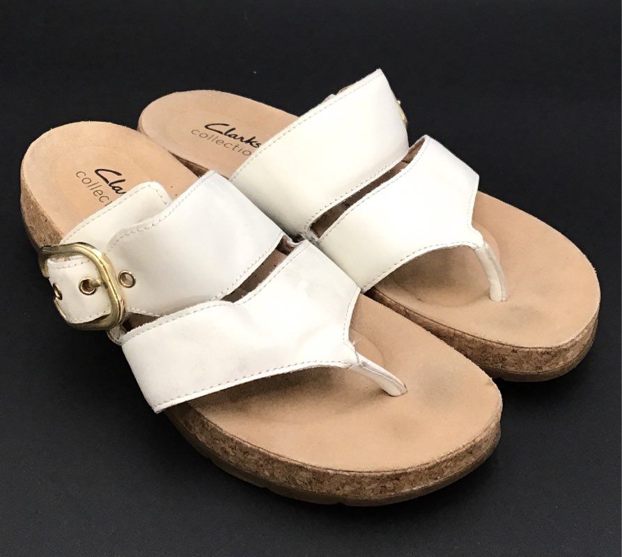 Clarks Women&#39;s Pink White Flip-Flop And Slingback Sandals - Size 7M Lot Of 2