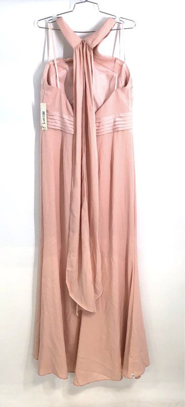 Eliza J Women's Blush Pink Halter Neck Pleated Gown Maxi Dress Sz 14 NWT