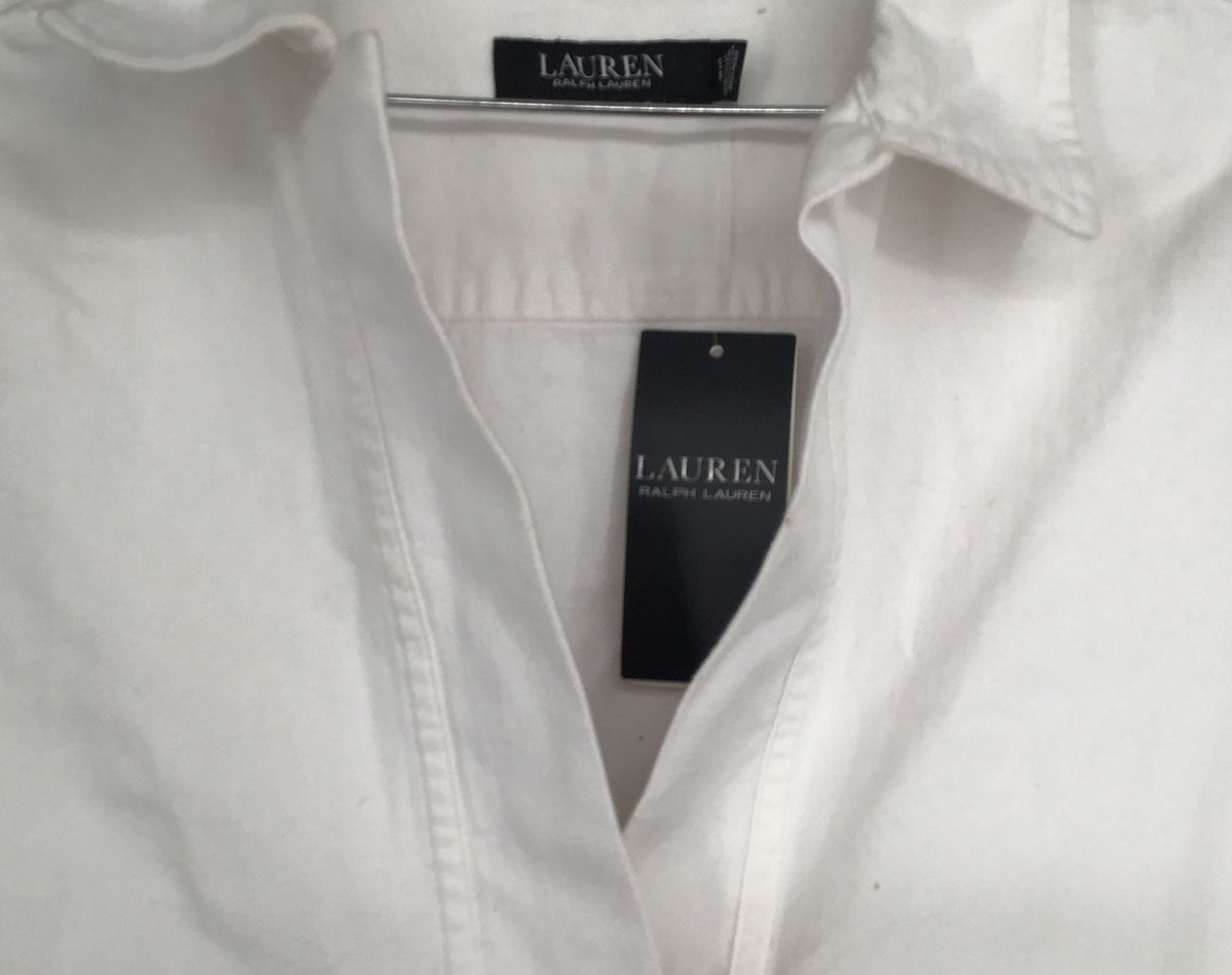 NWT Lauren Ralph Lauren Women&#39;s White Cotton Shift Dress - Size S