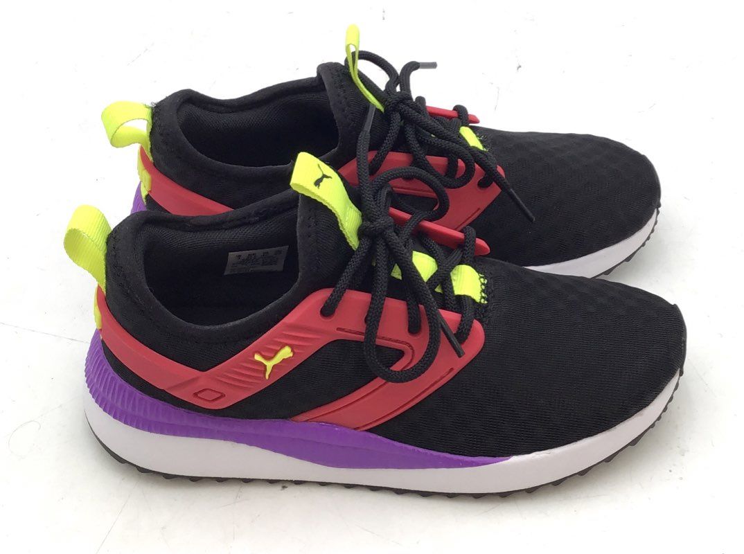 Puma Pacer Next Cage Black Pink Purple Yellow Kids Sneakers Size 4