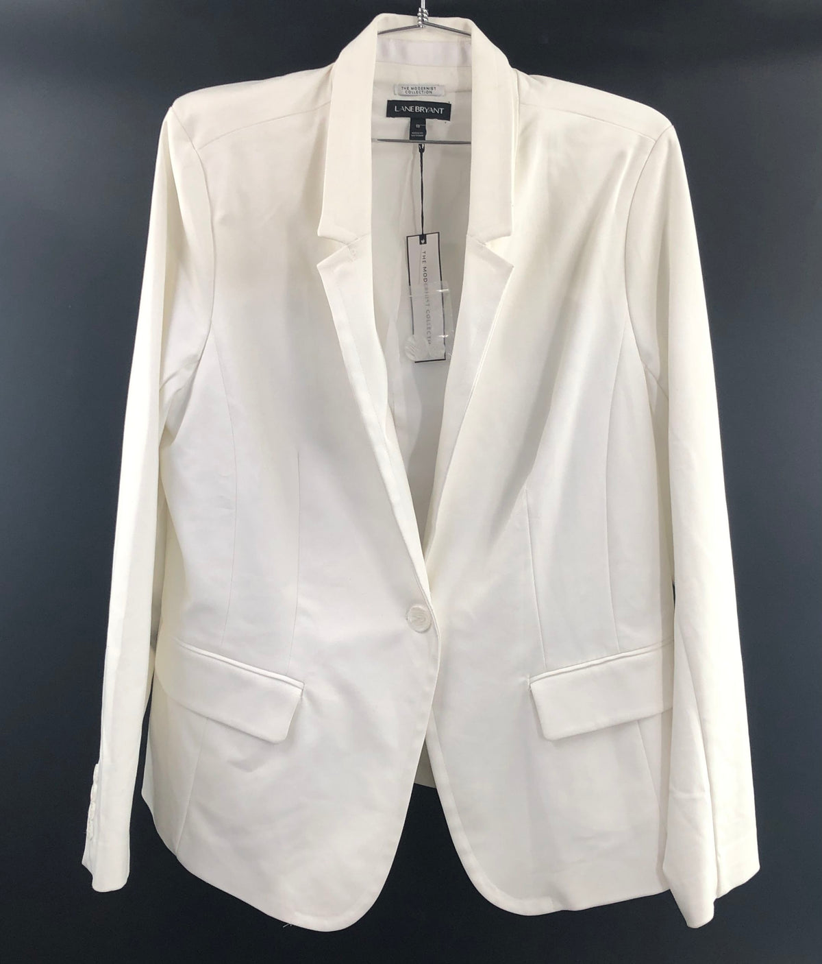 Lane Bryant Women's White Modernist Collection One Button Blazer Jacket NWT 18