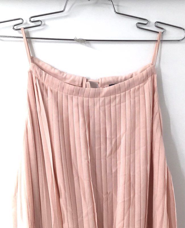 Madison Women's Pink Pleated Spaghetti Strap Maxi Dress Belted NWT Sz XL