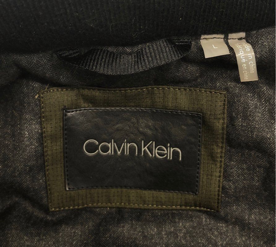 Calvin Klein Men's Olive Green Full Zip Harrington Bomber Jacket Size L