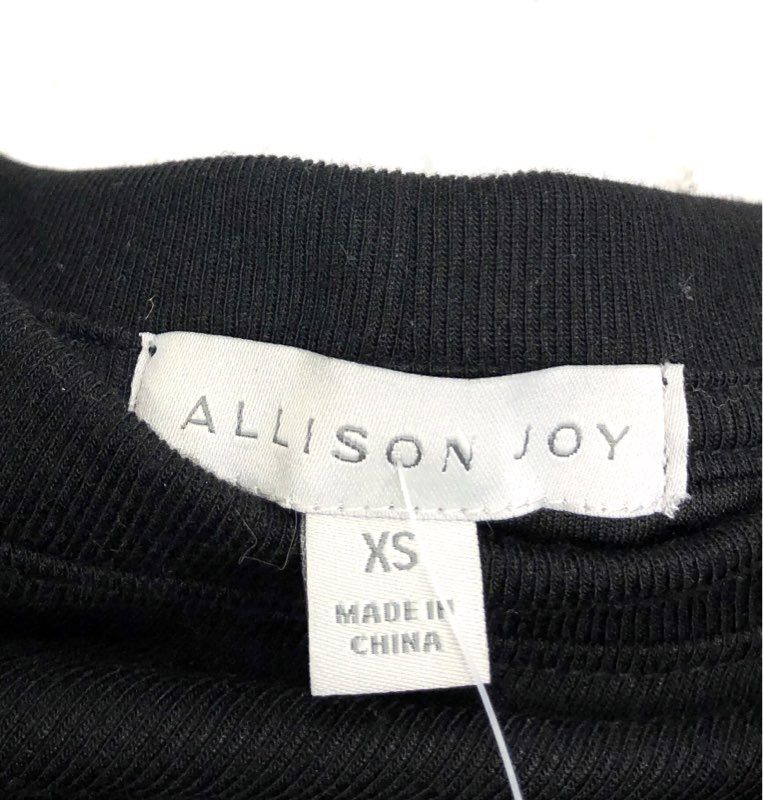 Allison Joy Women's Black Beckley Puff Dress Ribbed Long Sleeve Mini Sz XS NWT