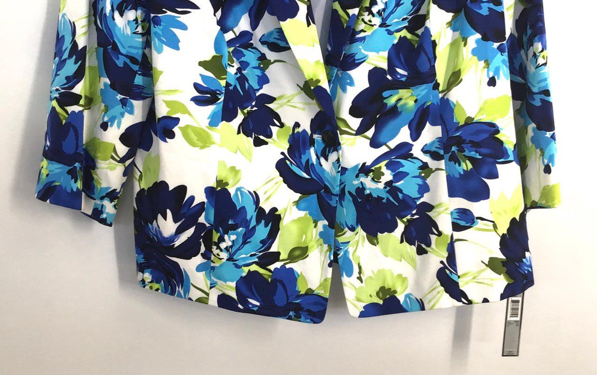 Tahari Arthur S. Levine Women's Dannie Floral Blazer Blue Green NWT Sz 16W