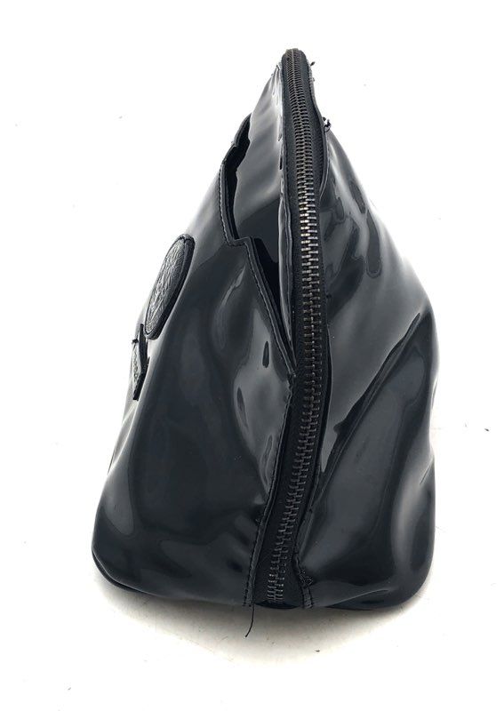 Versace Parfums Black Medusa Logo Patent Cosmetic Toiletry Pouch Bag