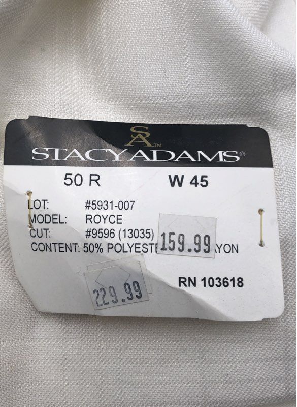 NWT Stacy Adams Men's White Blazer - Size 50R