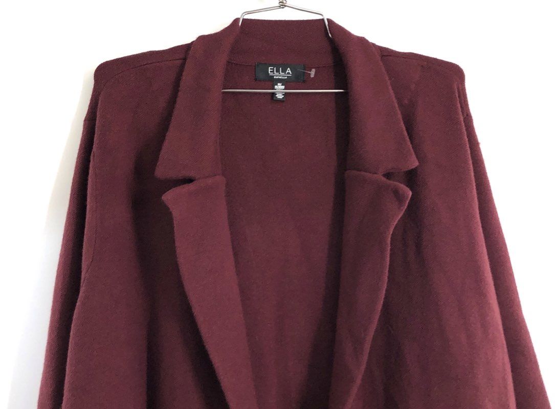 Ella Rafaella Women's Windsor Wine Knit Blazer Cardigan Jacket NWT Sz 3X