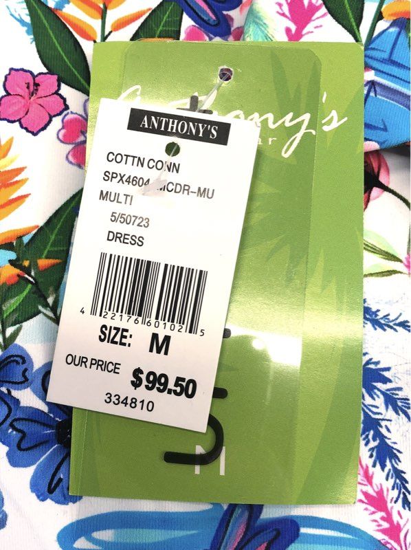 Anthony's Women's Multicolor Bright Floral Scalloped Hem Dress Sz M NWT