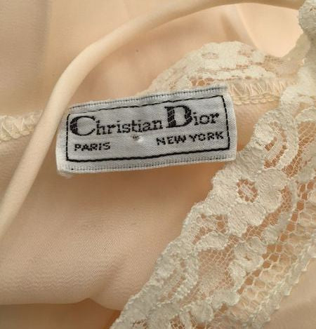 Christian Dior Blush Pink Chemise Tank Top with Lace Detail-Size: Small (+COA)