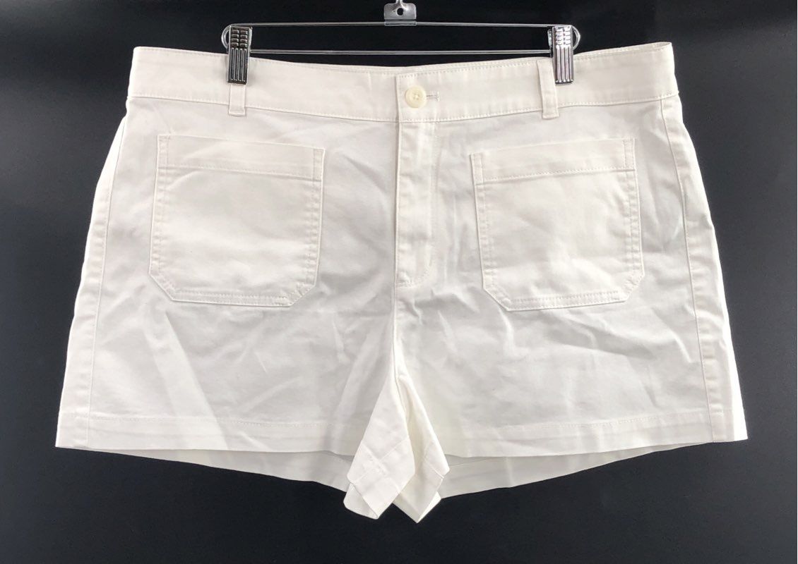 J.Crew Women's White Re-Imagined Cotton Patch Pocket Chino Shorts Sz 14 NWT