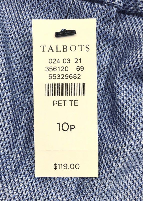 Talbots Women's Hampshire Ankle Pant Blue Textured Dress Pants NWT Sz 10P