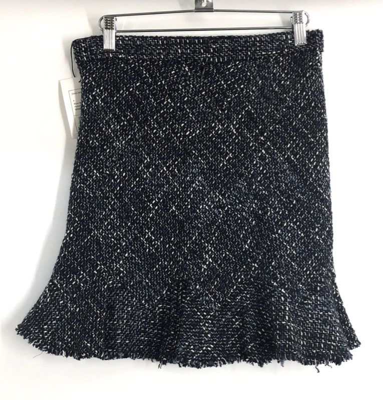 Theory Women's Blue Multi Autumn Tweed Ruffle Hem Mini Skirt Sz 4 NWT