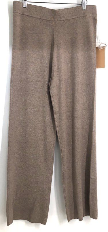 Cyrus Women's Wide Leg Knit Pants Buckskin Brown Heather Rayon Blend Sz M NWT