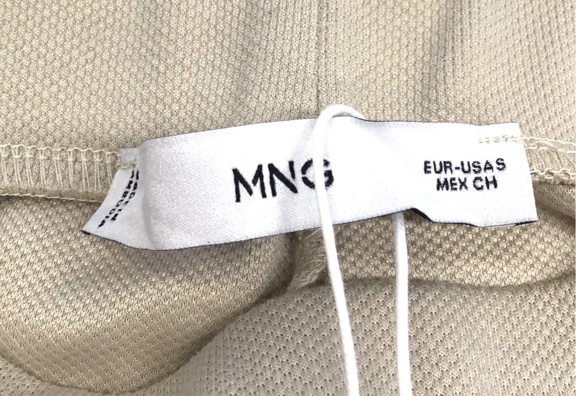 Mango Women's Beige Pique Seam Front Tapered Leg Pants NWT Sz S