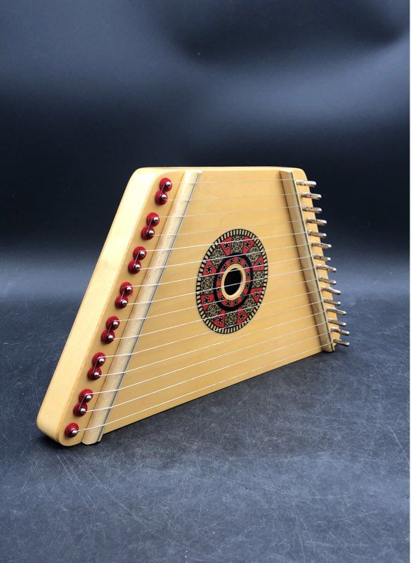 HearthSong Lap Harp Zither 15-String Romanian Made Natural Wood Finish w/ Case