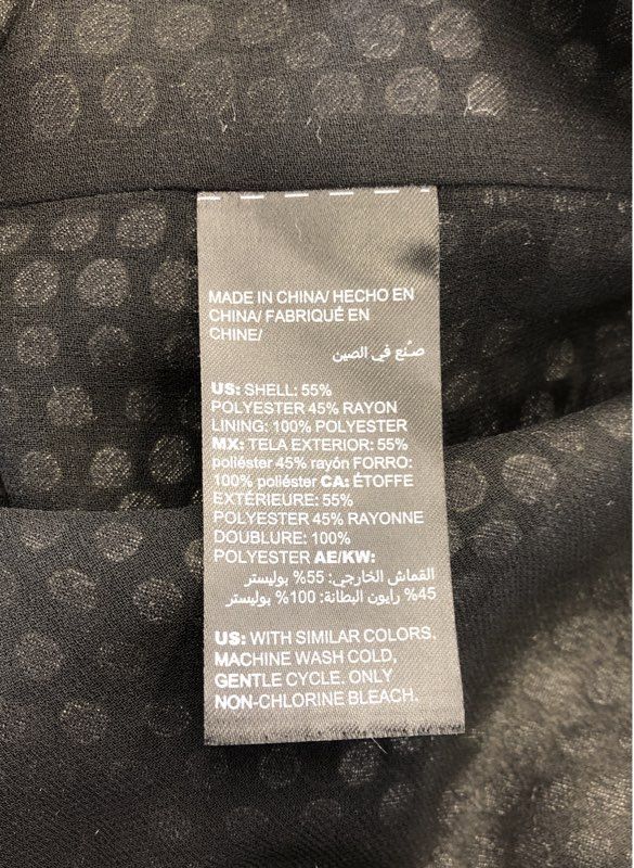 White House Black Market Women's LS OTS Dot BO Blouse Black Ecru NWT Sz L