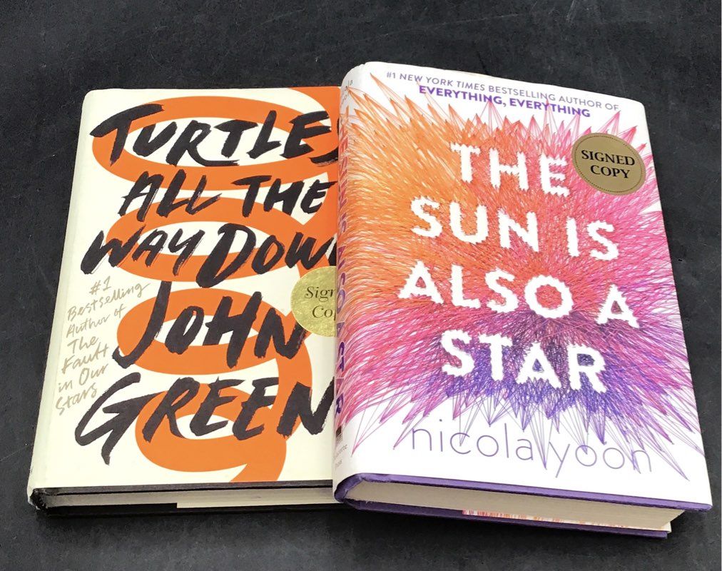 John Green & Nicola Yoon Signed Books Turtles All Way Down Sun Is Also a Star