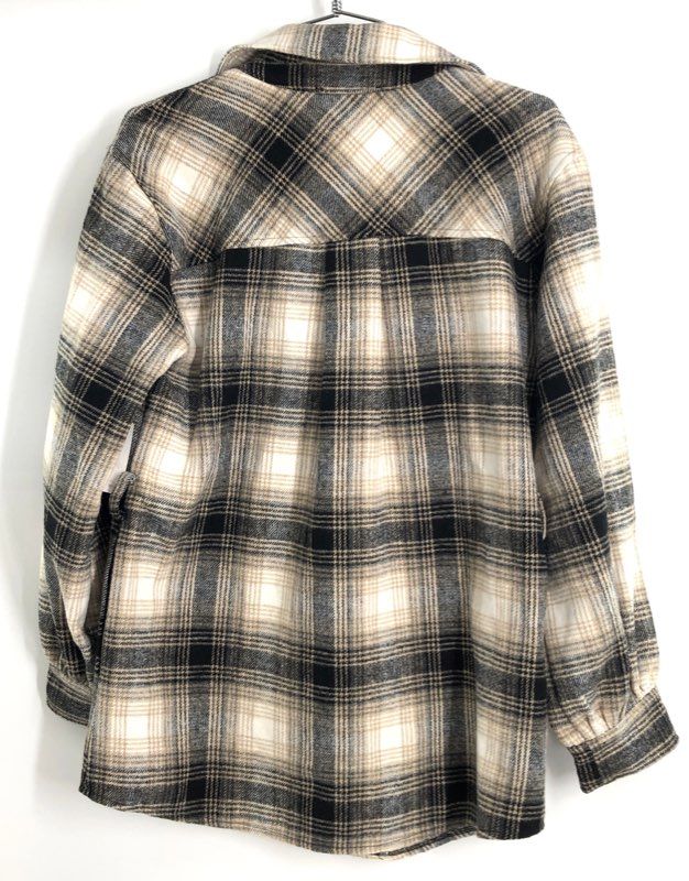 Laundry by Shelli Segal Women's Mink Plaid Shacket Shirt Jacket Tan Black NWT XS