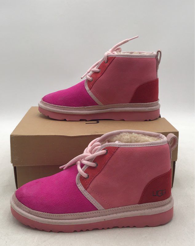 NIB Ugg Neumel Mashup Boys Pink Ankle Snow Boots - Size 3