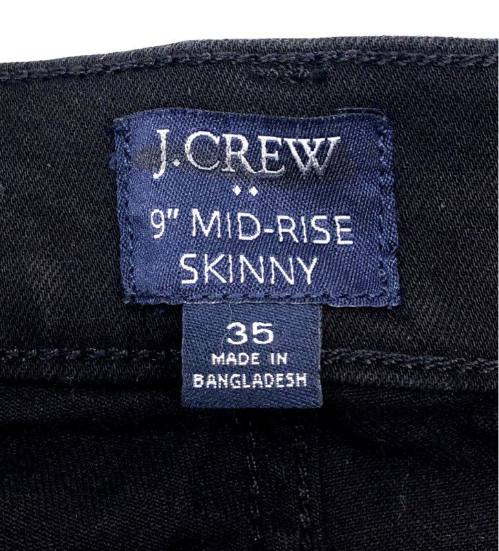 J.Crew Women's Black 9" Mid-Rise Skinny Jeans Size 35 NWT Stretch