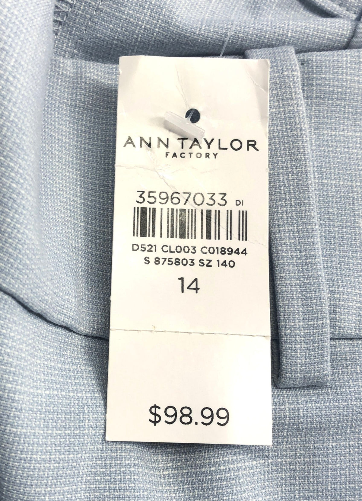 Ann Taylor Factory Women's Light Blue Mid Rise Trouser Dress Pants NWT Sz 14