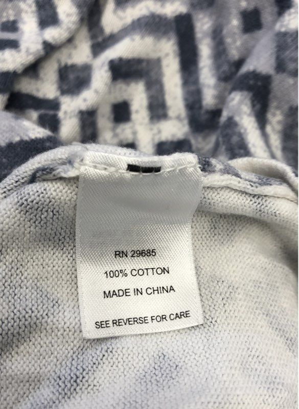 Pendleton Women's Blue Gray Geometric Maze Pattern Cotton Button Cardigan Sz M
