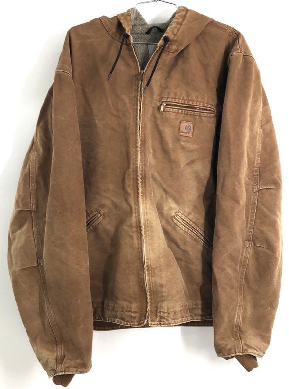 Carhartt Men's Brown Sandstone Sierra Sherpa Lined Hooded Jacket Sz Large Tall