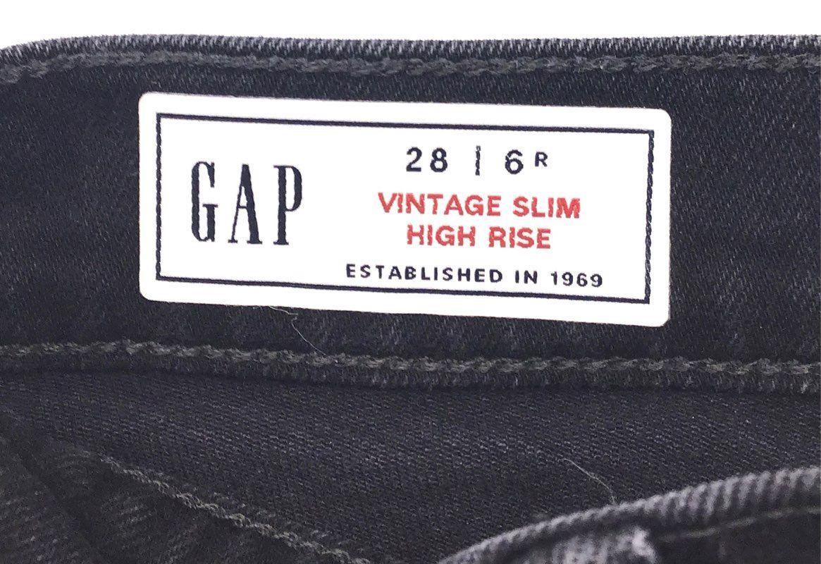 Gap Women's Black Vintage Slim High Rise Jeans Raw Hem Cropped Sz 28/6